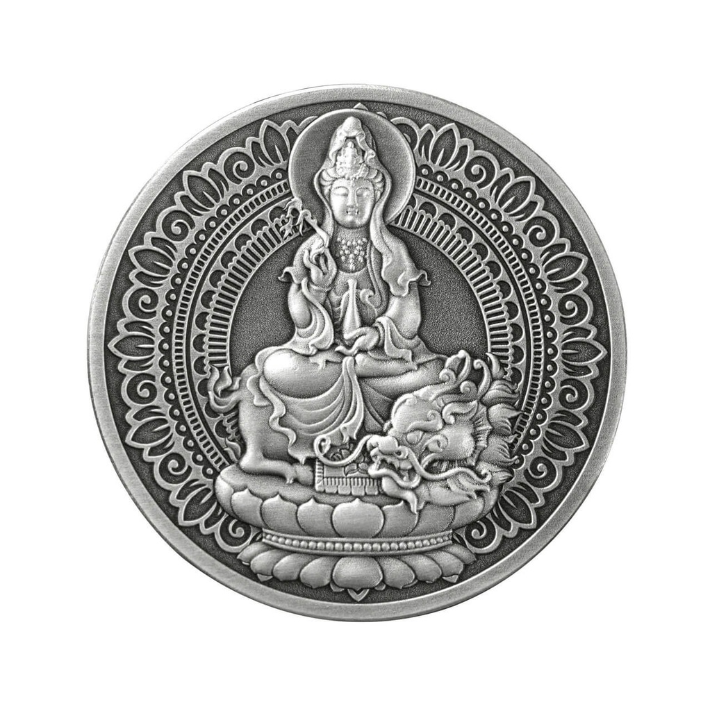 Quan Âm Long Tọa .999 Antique Silver Coin - 1 Oz