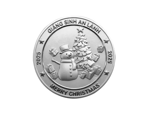 Xu bạc Noel Người Tuyết và Cây Thông 1 Lượng .999 (bản không màu)